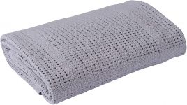 CLAIR DE LUNE Cotton Cellular Blanket Grey - Pram, Moses Basket or Crib